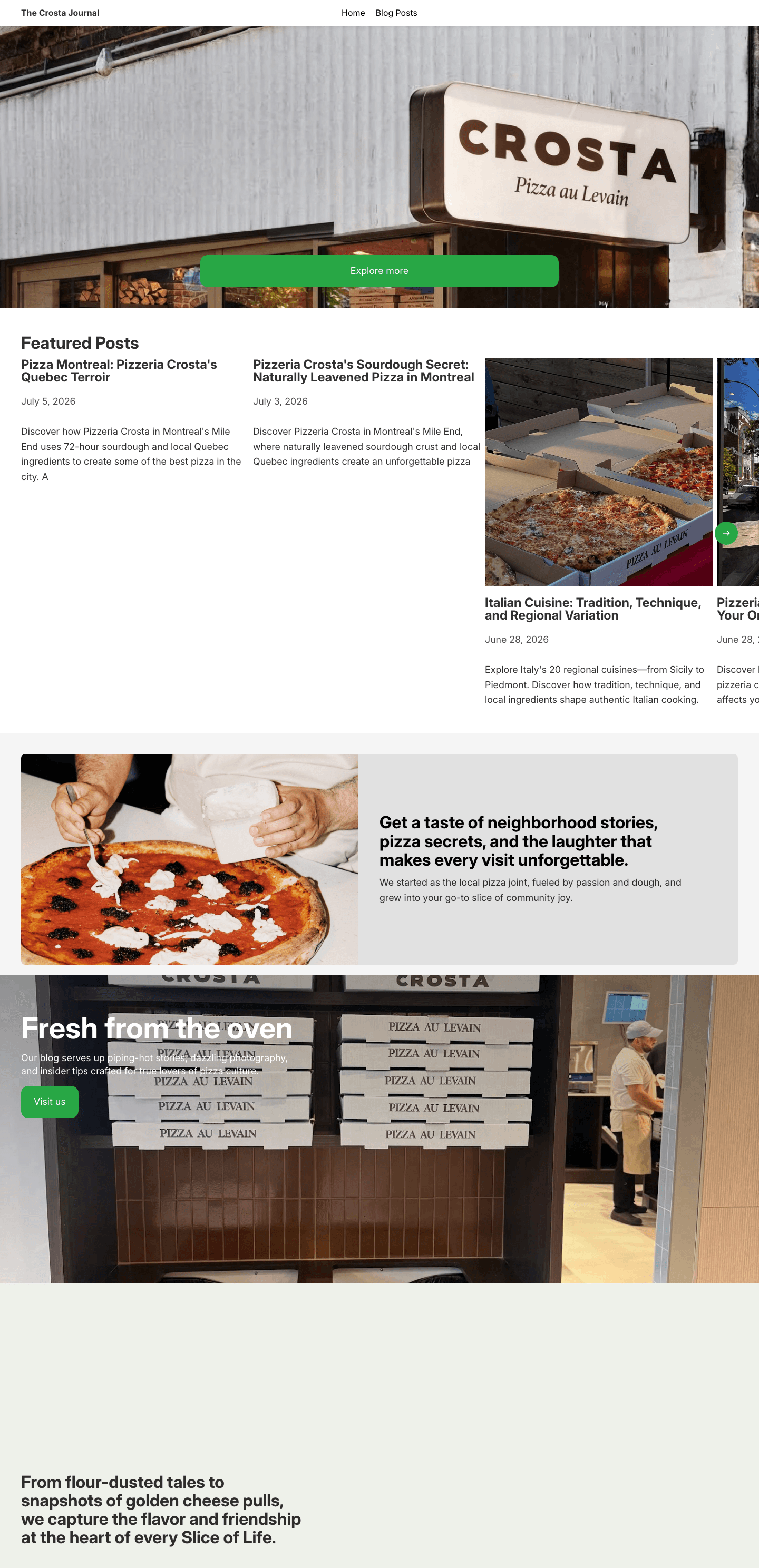PizzaCrosta.ca full website